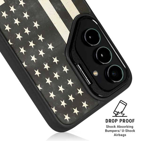 Black & White USA Flag Galaxy S24 Plus Kickstand Case